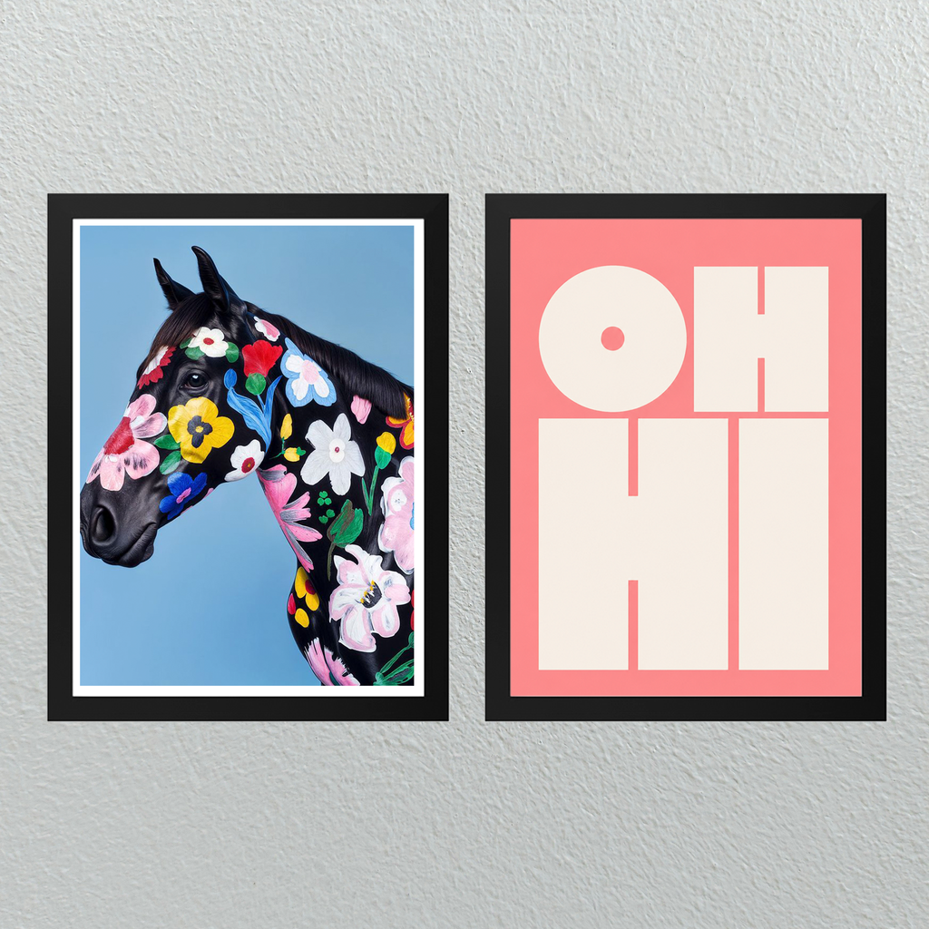 Conjunto Cuadros Caballo Floral Oh HI