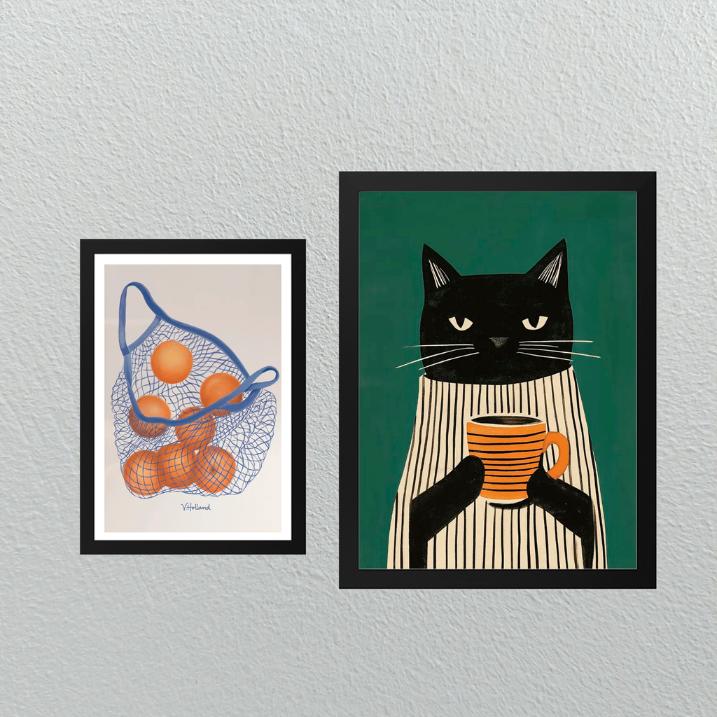 Conjunto de Cuadros Gato y Mandarina