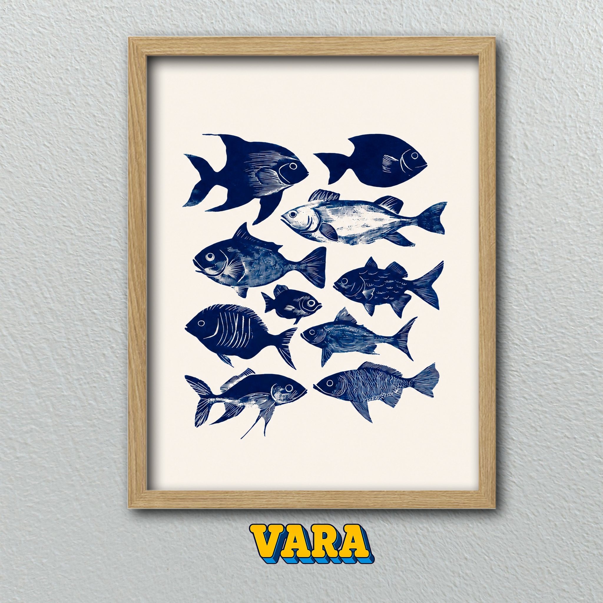 Cuadro Peces Azul Ilustración