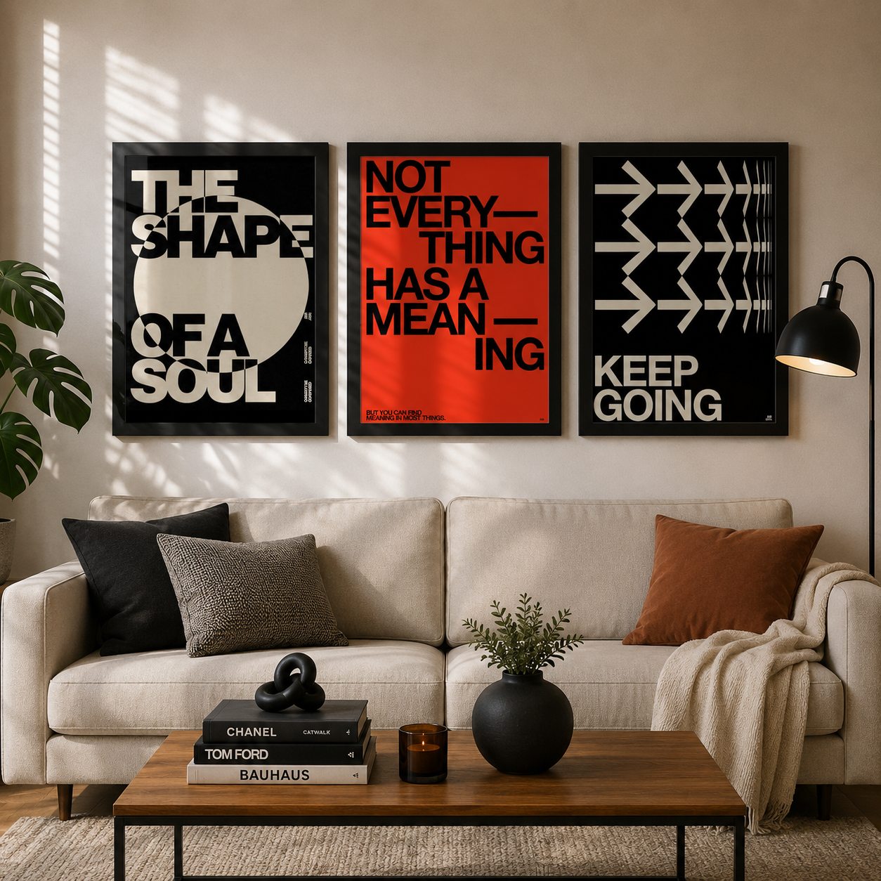 Conjunto 3 Cuadros Red and Black