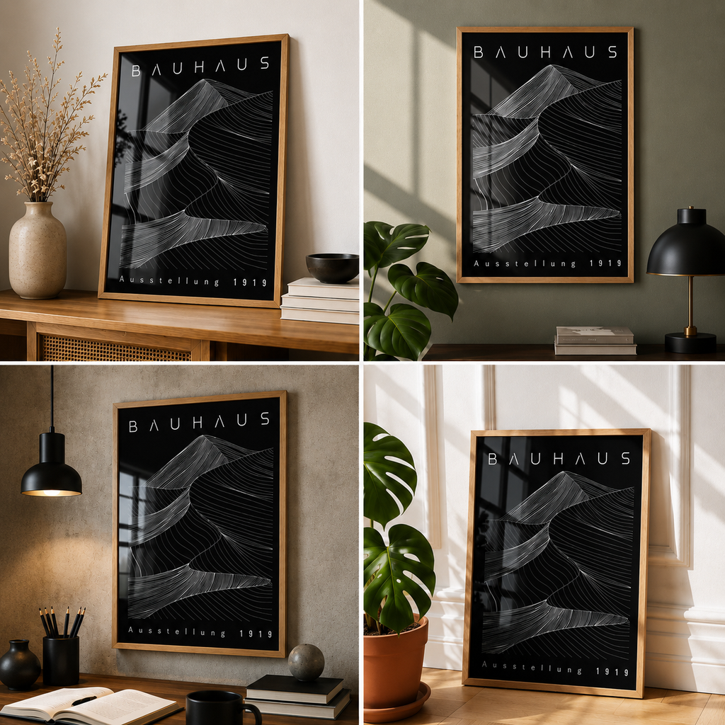Cuadro Bauhaus Montaña Negro