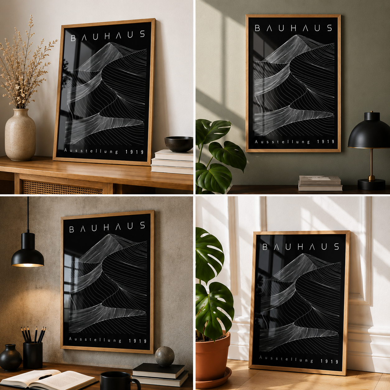 Cuadro Bauhaus Montaña Negro