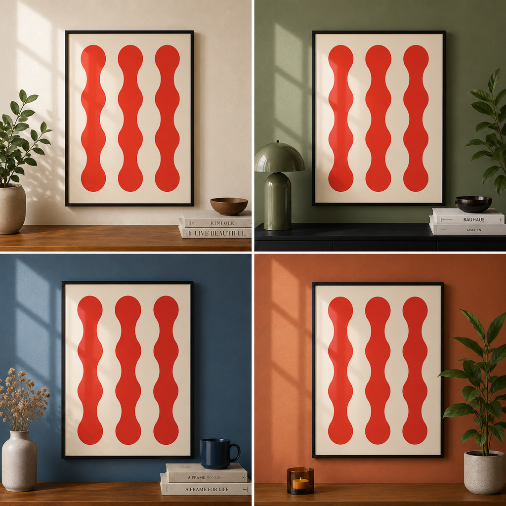Cuadro Lineas Curvas Rojas