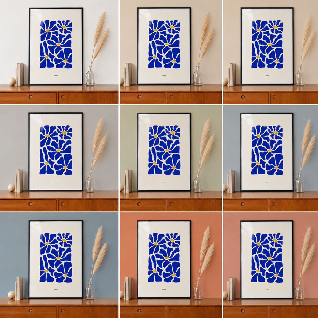 Cuadro Flores Azules Ilustración