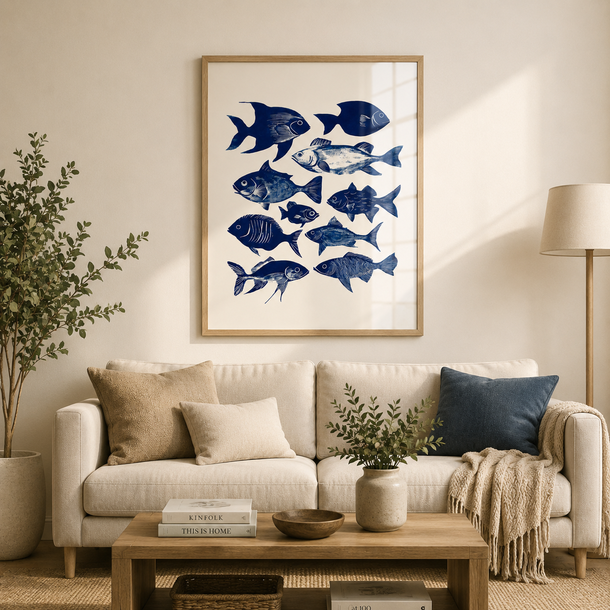 Cuadro Peces Azul Ilustración