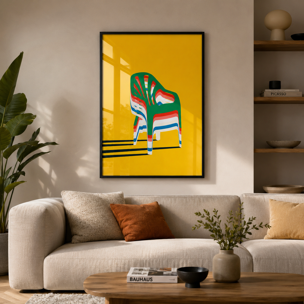 Cuadro Sillas Colores Ilustración