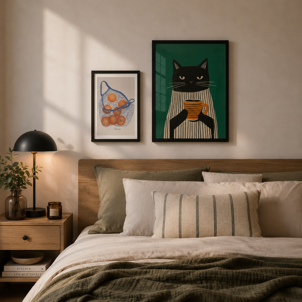 Conjunto de Cuadros Gato y Mandarina