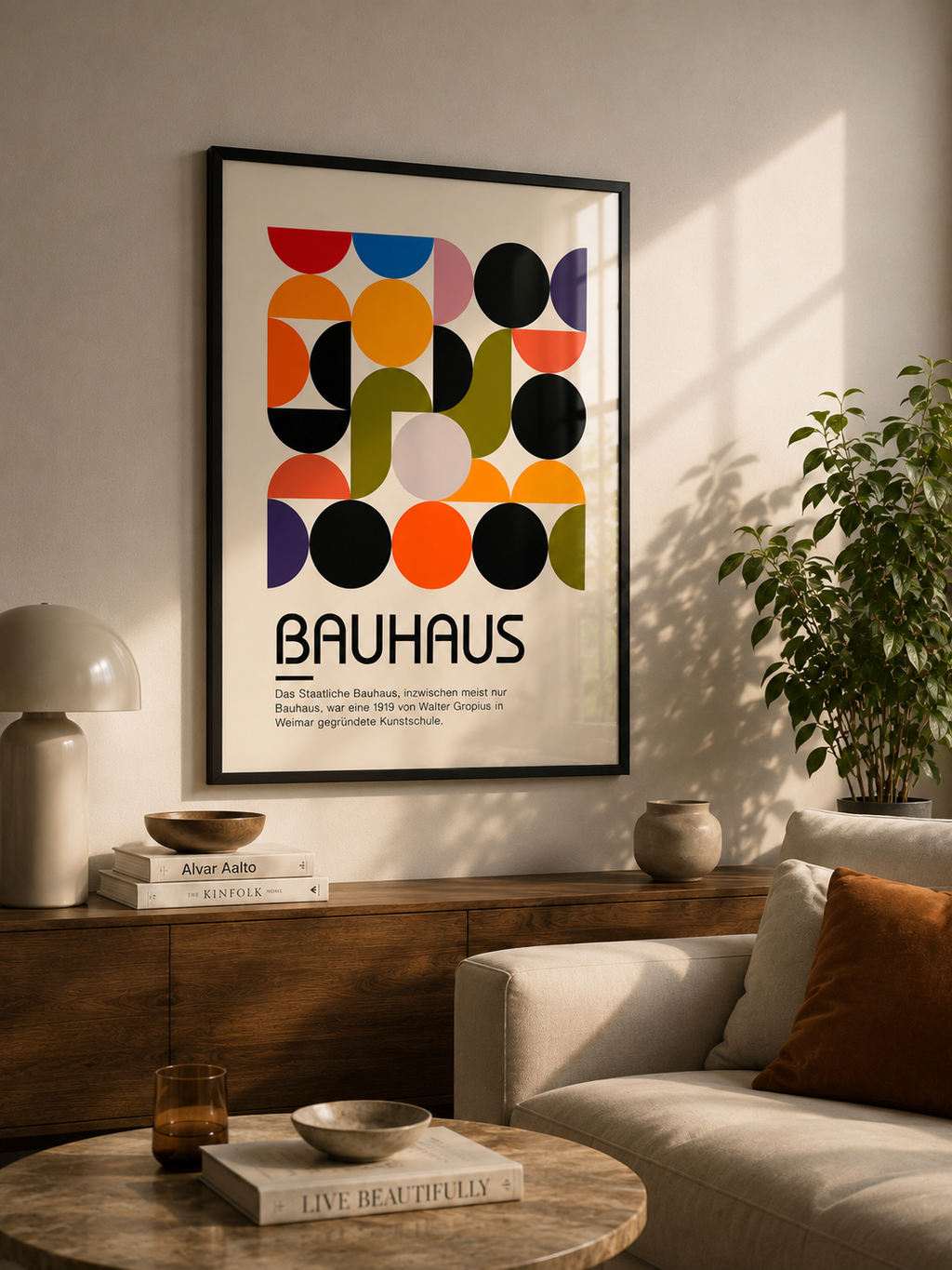 Cuadro Bauhaus Geometria Color Ilustración
