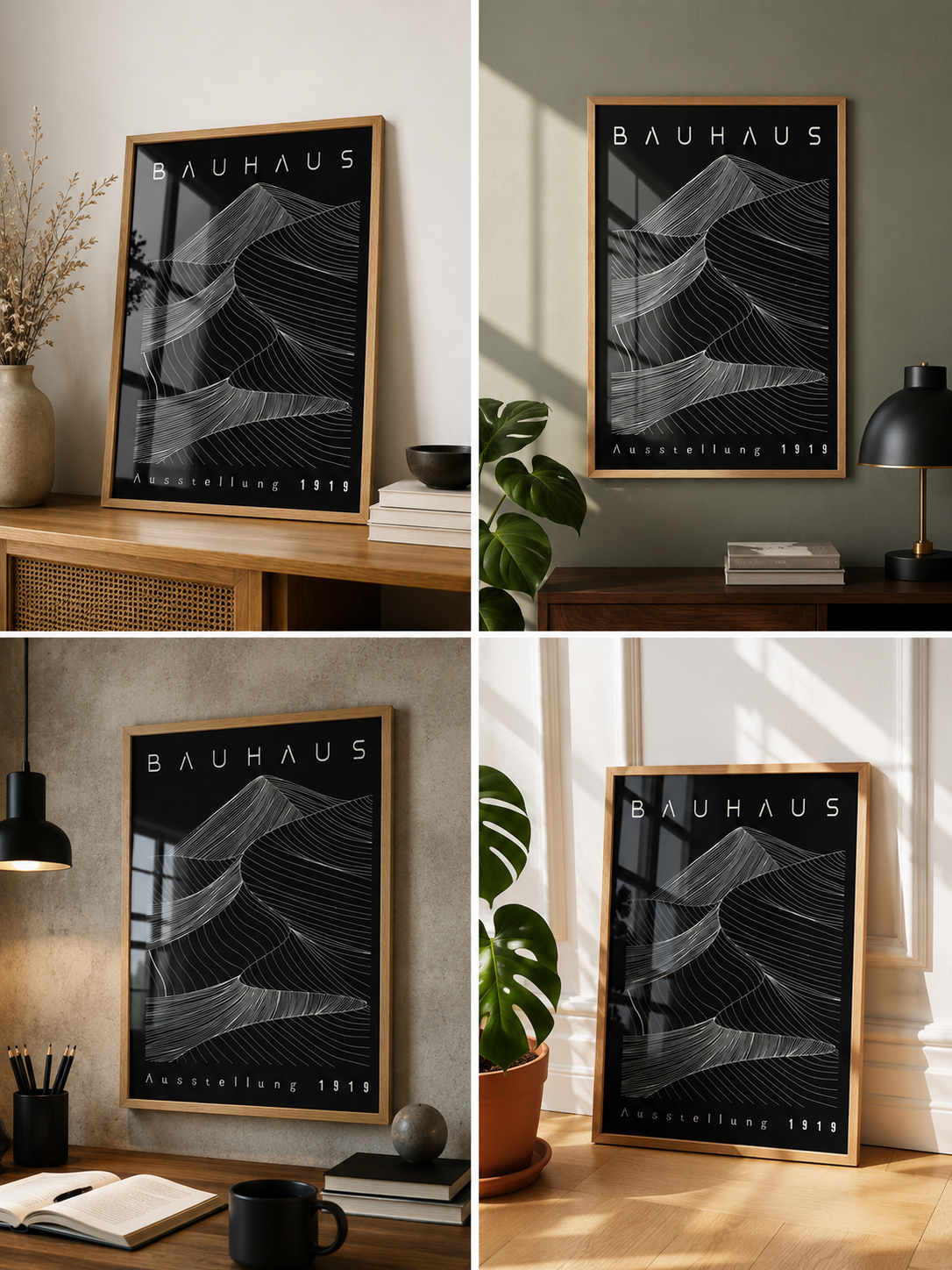 Cuadro Bauhaus Montaña Negro