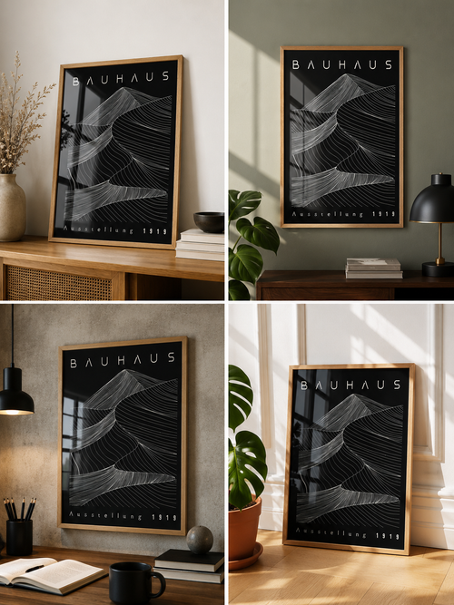 Cuadro Bauhaus Montaña Negro