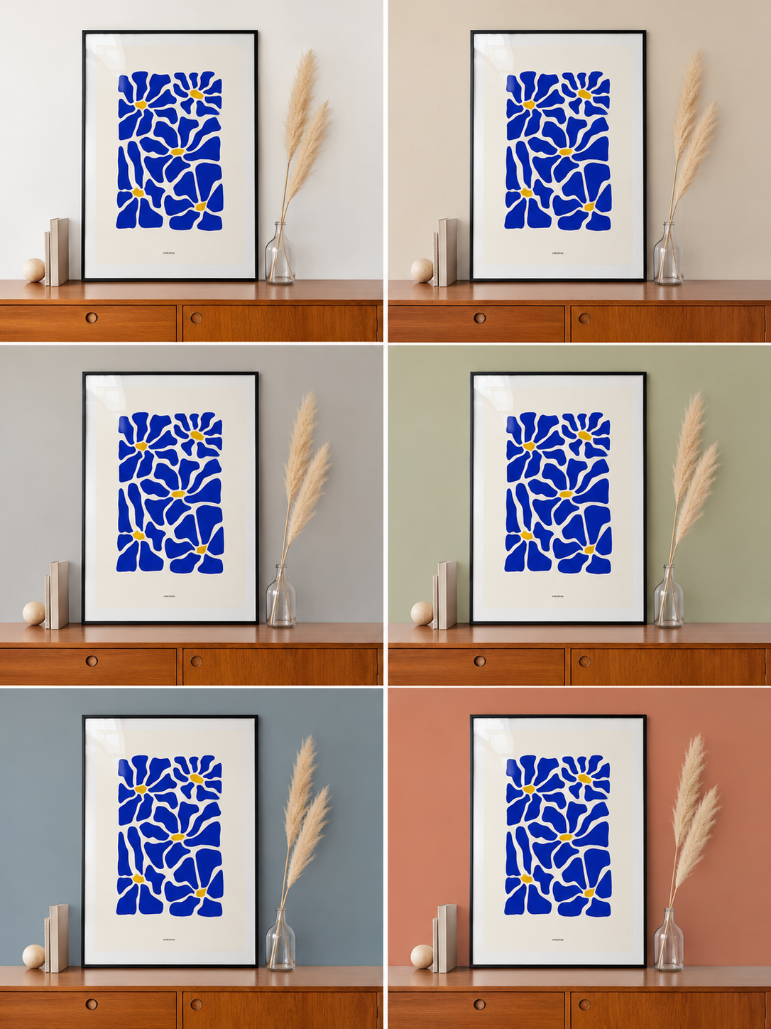 Cuadro Flores Azules Ilustración