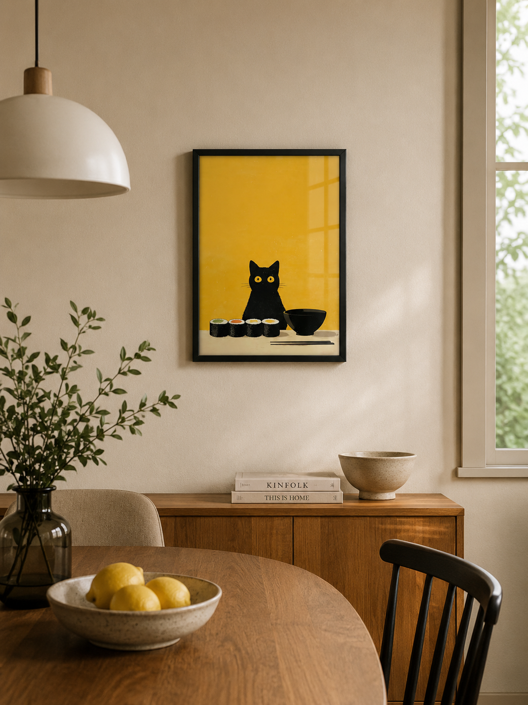 Cuadro Gato Sushi Ilustración