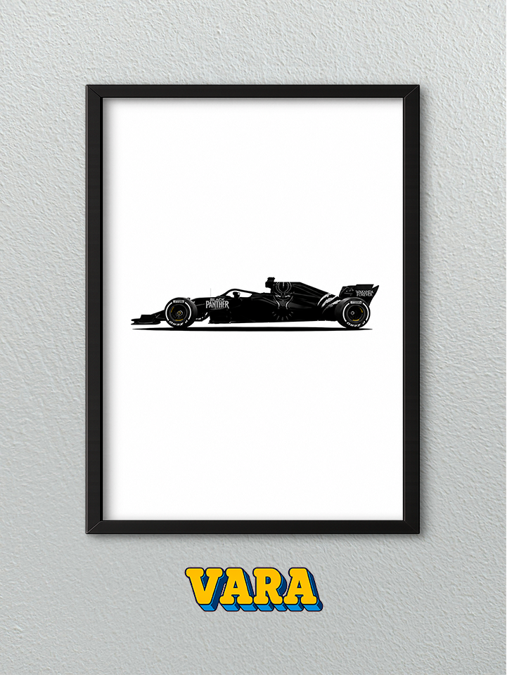 Cuadro Ilustración Formula 1 Blanco y Negro Minimalista
