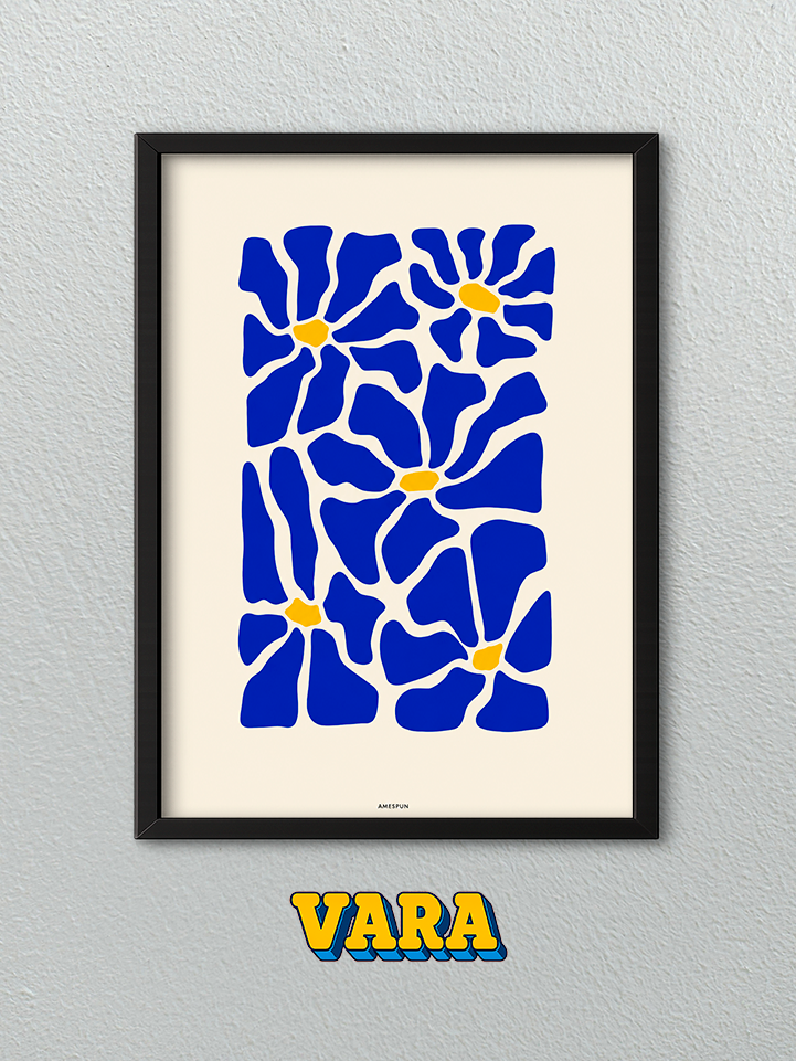 Cuadro Flores Azules Ilustración