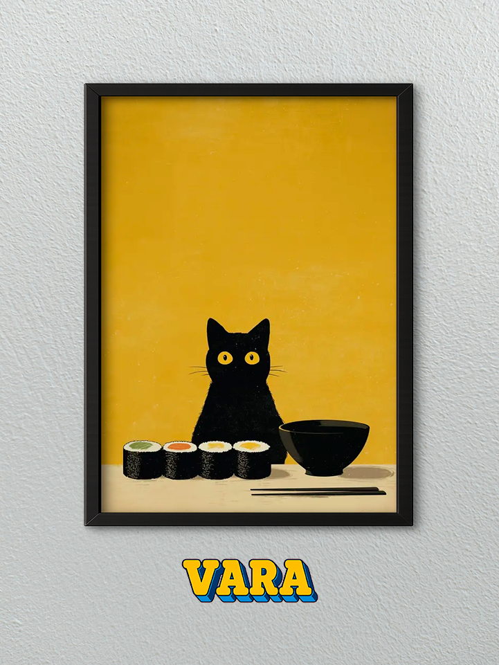 Cuadro Gato Sushi Ilustración