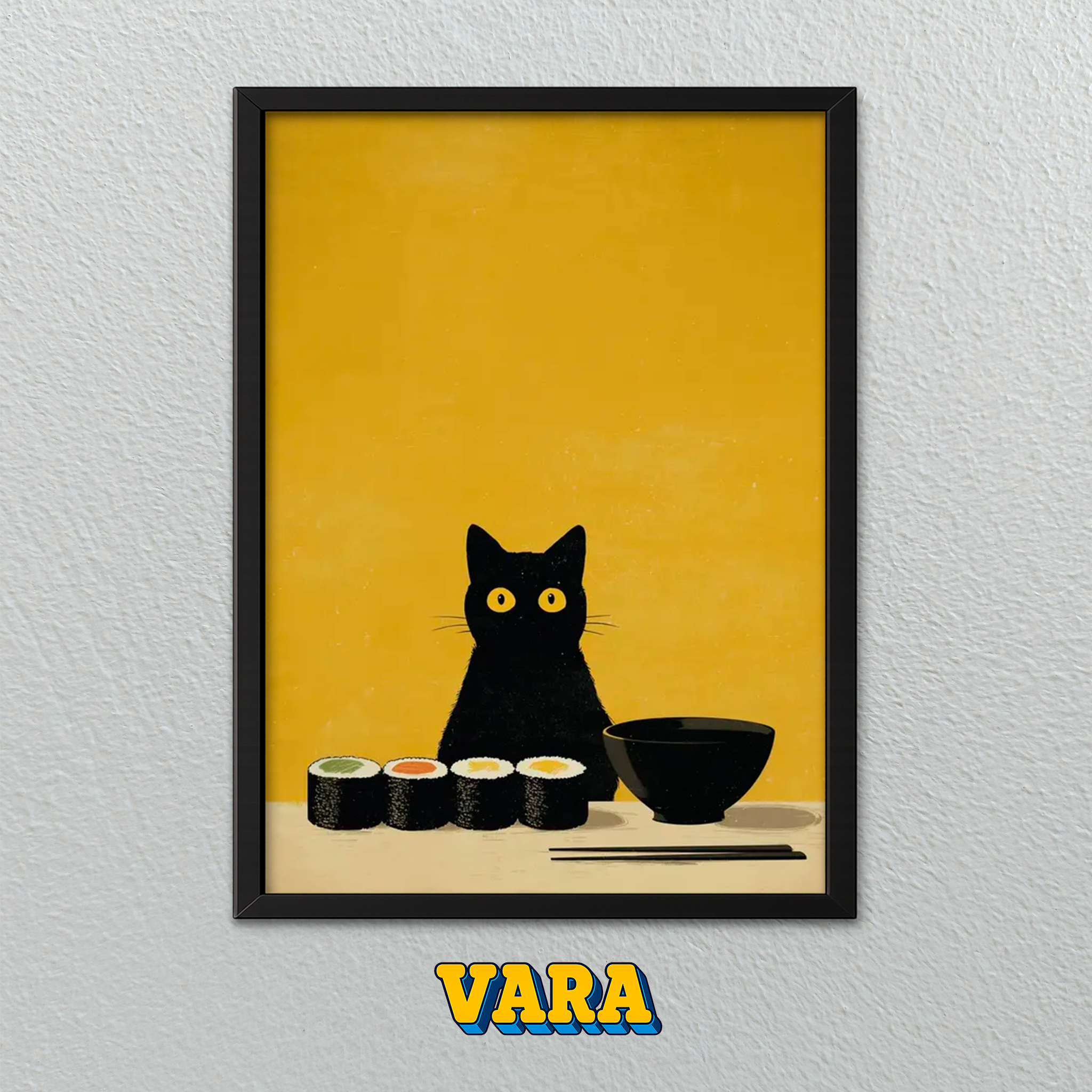 Cuadro Gato Sushi Ilustración