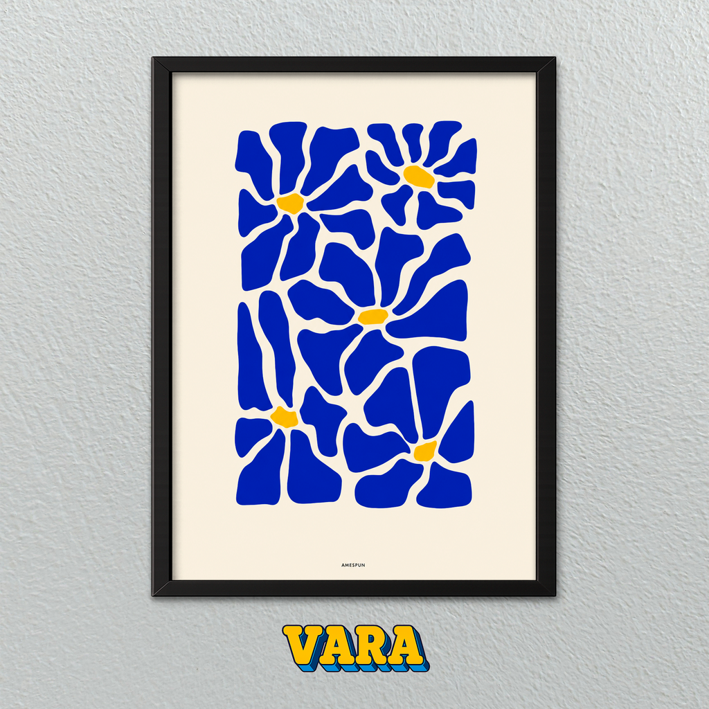 Cuadro Flores Azules Ilustración