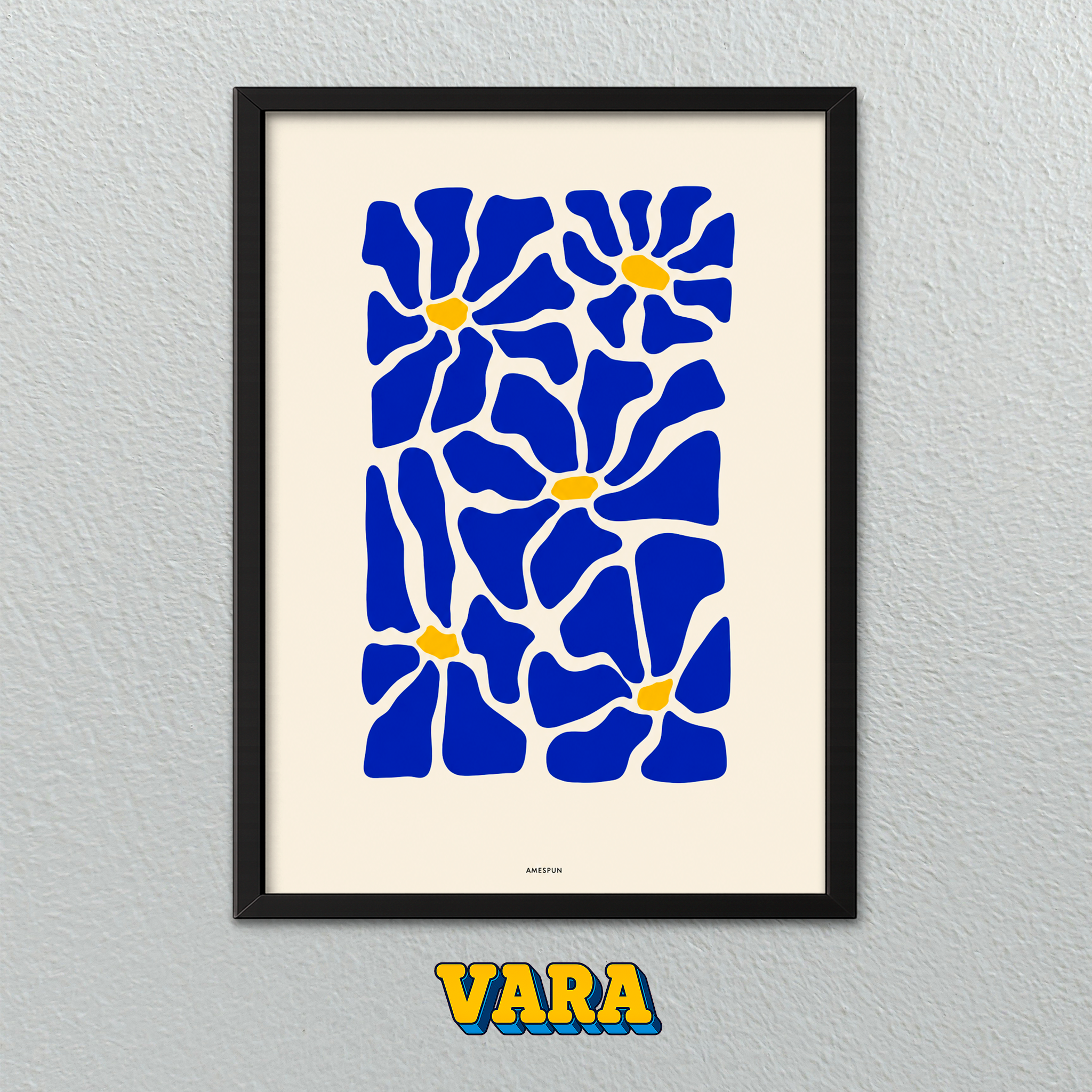 Cuadro Flores Azules Ilustración