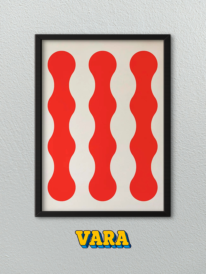 Cuadro Lineas Curvas Rojas